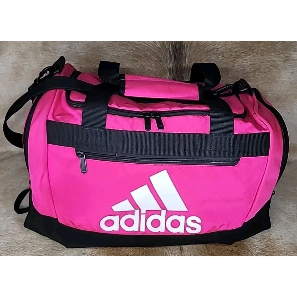 adidas Team Issue 2 Medium Duffel Bag Pink Black Gym Travel Bag Shoe Pocket